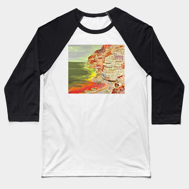 A coastal view of Positano Baseball T-Shirt by nicastro